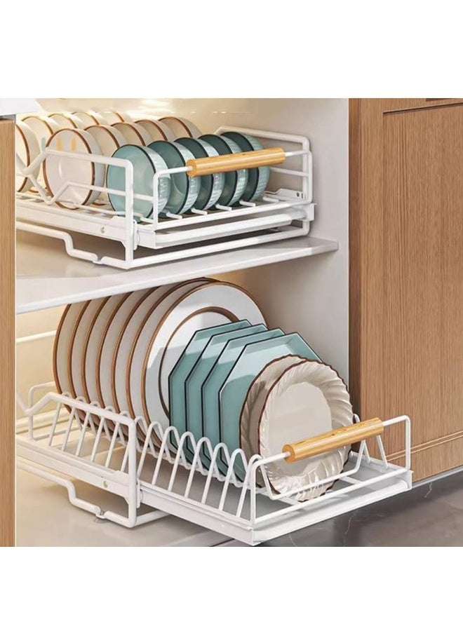 Movable Dish Rack with Wooden Handle – Includes Drainer and Sliding Drawer TH - Image 3