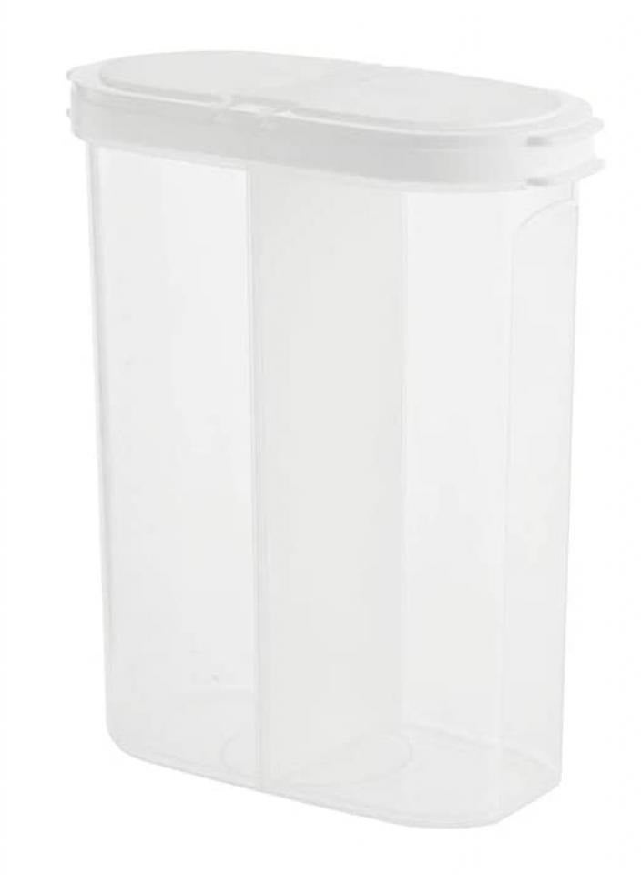 Alissa 2-Pack Large Plastic Containers with Dual Compartments – White Kitchen Storage Box with Lids for Coffee, Sugar, Snacks & Dry Food Organization - Image 3
