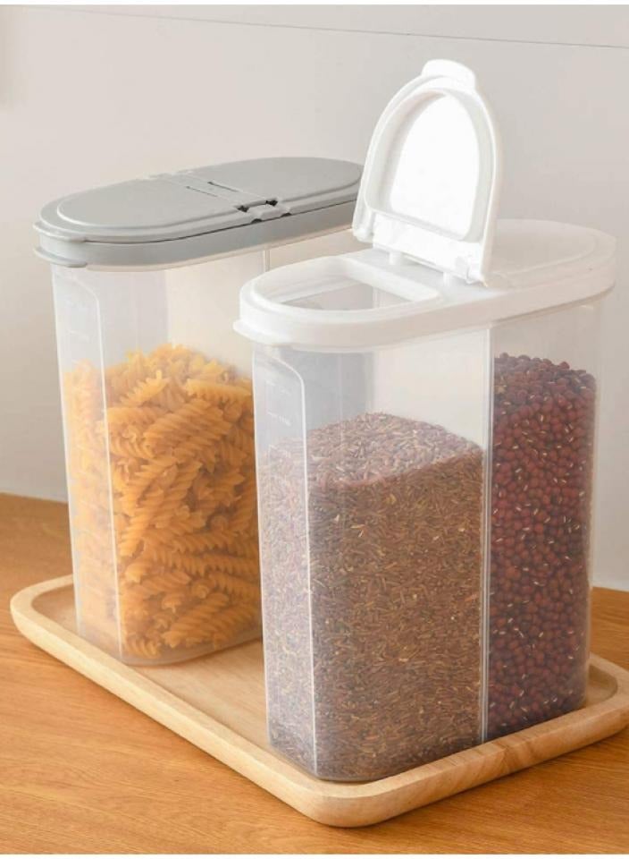 Alissa 2-Pack Large Plastic Containers with Dual Compartments – White Kitchen Storage Box with Lids for Coffee, Sugar, Snacks & Dry Food Organization - Image 1