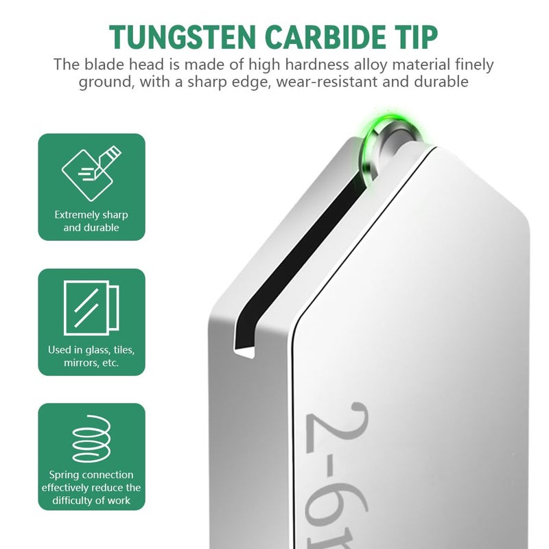 Serplex ® 6 قطع قاطع زجاج بمقبض مسدس (2 مم - 20 مم)، أداة قطع زجاج بتصميم مريح من كربيد التنجستن مع خزان زيت مدمج لقطع زجاج البلاط والمرآة والموزاييك والنوافذ - متعدد الألوان - Image 4