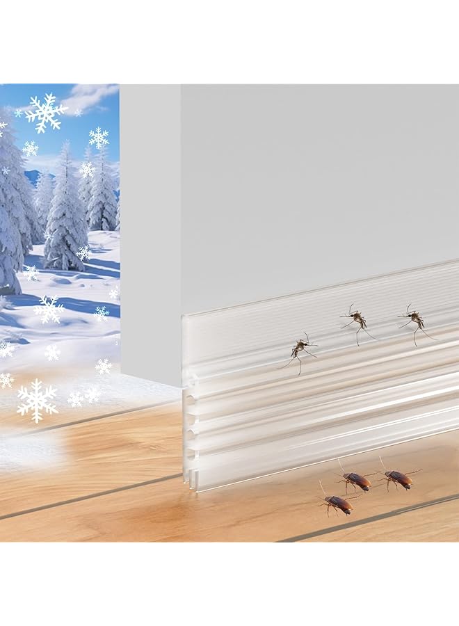 The Bros Door Draft Stopper - Adjustable Door Sweep for Bottom, Weather Stripping Door Seal, Under Door Gap Filler for Exterior & Interior Doors, Noise Blocker (Transparent, 39 Inch) - Image 1