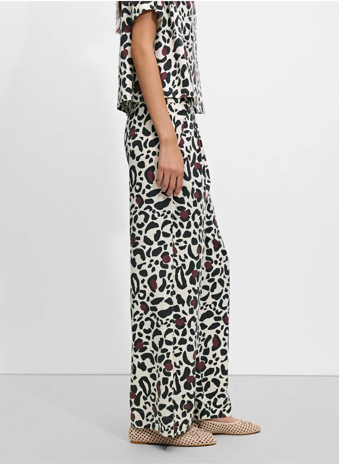 PARFOIS Leopard Print Trousers With Elastic Waistband