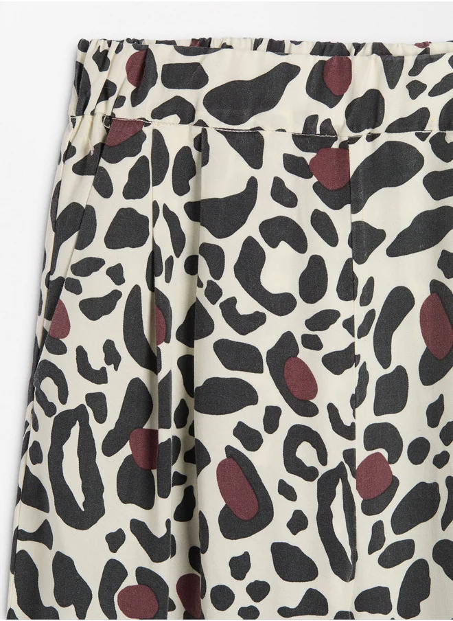 PARFOIS Leopard Print Trousers With Elastic Waistband