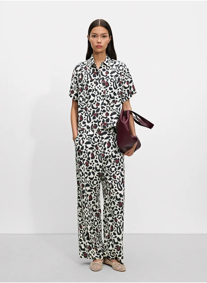 PARFOIS Leopard Print Trousers With Elastic Waistband