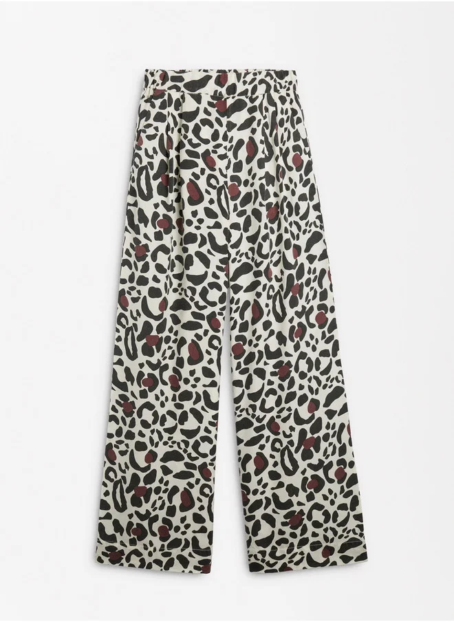 PARFOIS Leopard Print Trousers With Elastic Waistband