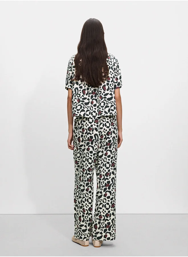 PARFOIS Leopard Print Trousers With Elastic Waistband