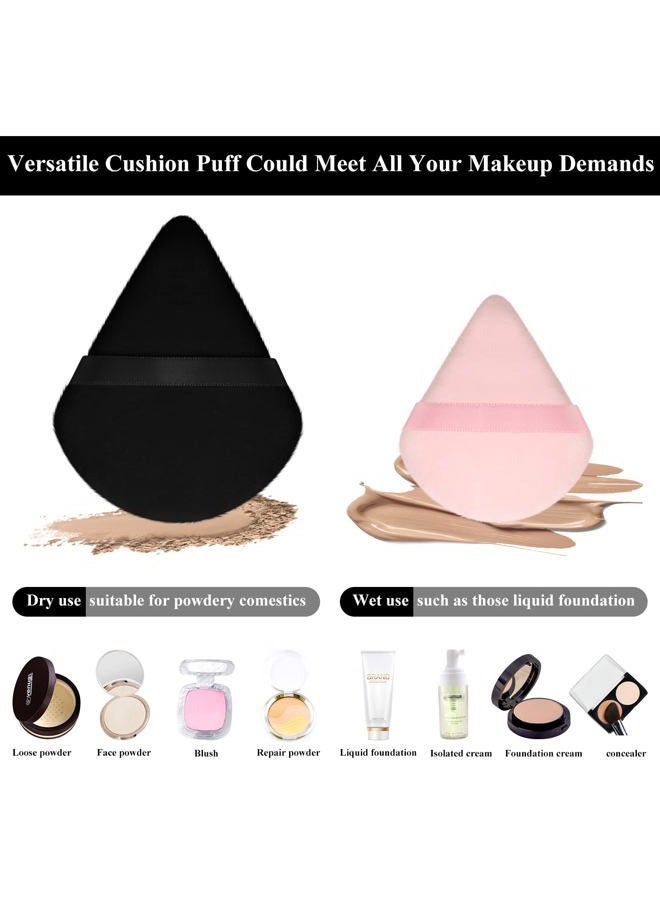 Maitys 12 Pcs Powder Puff Triangle for Face Makeup Cosmetic Loose Powder Puff Velour Soft Body Washable Reusable Foundation Sponge Wet Dry Makeup Tool for Women(Large, Small,Black, Pink) - Image 3