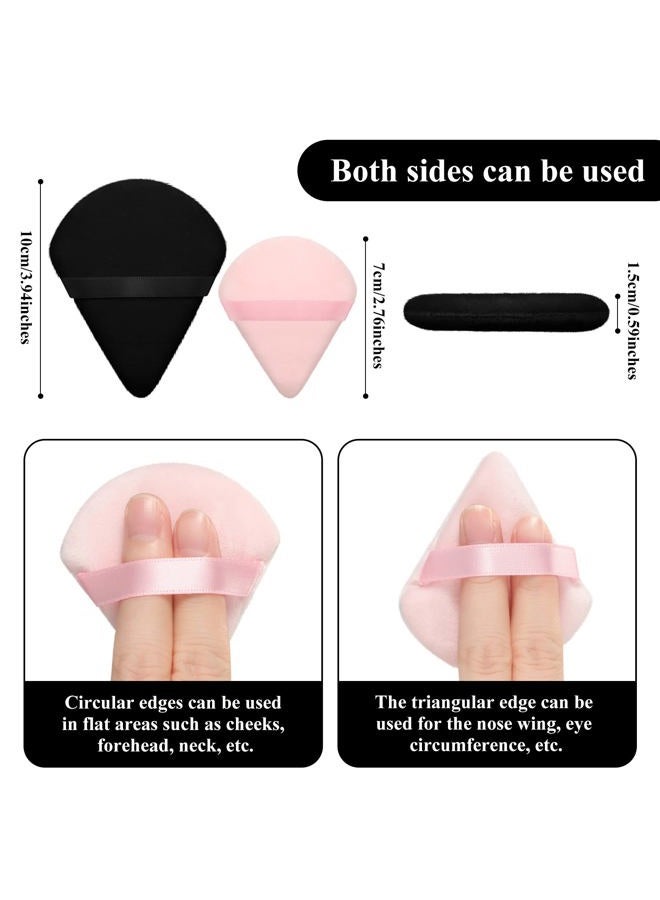 Maitys 12 Pcs Powder Puff Triangle for Face Makeup Cosmetic Loose Powder Puff Velour Soft Body Washable Reusable Foundation Sponge Wet Dry Makeup Tool for Women(Large, Small,Black, Pink) - Image 2
