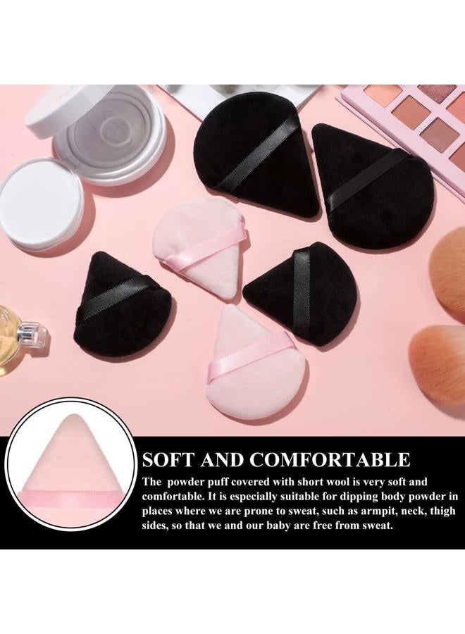 Maitys 12 Pcs Powder Puff Triangle for Face Makeup Cosmetic Loose Powder Puff Velour Soft Body Washable Reusable Foundation Sponge Wet Dry Makeup Tool for Women(Large, Small,Black, Pink) - Image 5