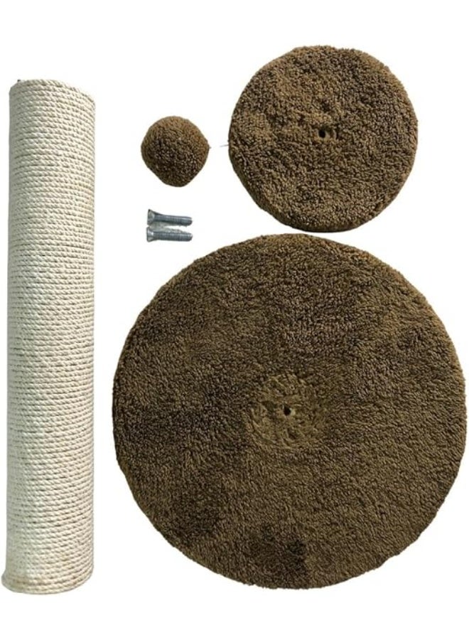 Cat Scratching Post with Sisal Rope & Play Ball – Tall Kitty Activity Tower for Indoor Cats, Sturdy Carpeted Base, Durable Design & Easy Assembly – Brown 38×20 cm - Image 3