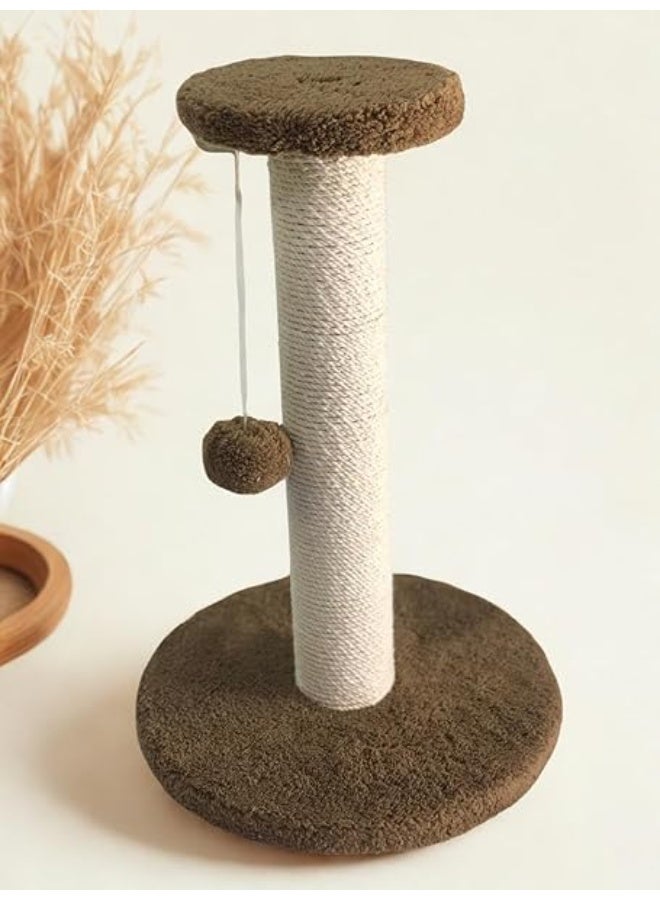Cat Scratching Post with Sisal Rope & Play Ball – Tall Kitty Activity for Indoor Cats, Sturdy Carpeted Base, Durable Design & Easy Assembly – Brown - Image 4
