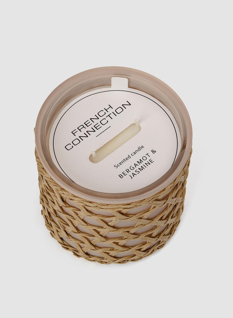French Connection Woven Detail Stone Bergamot & Jasmine Candle 425G - Image 4