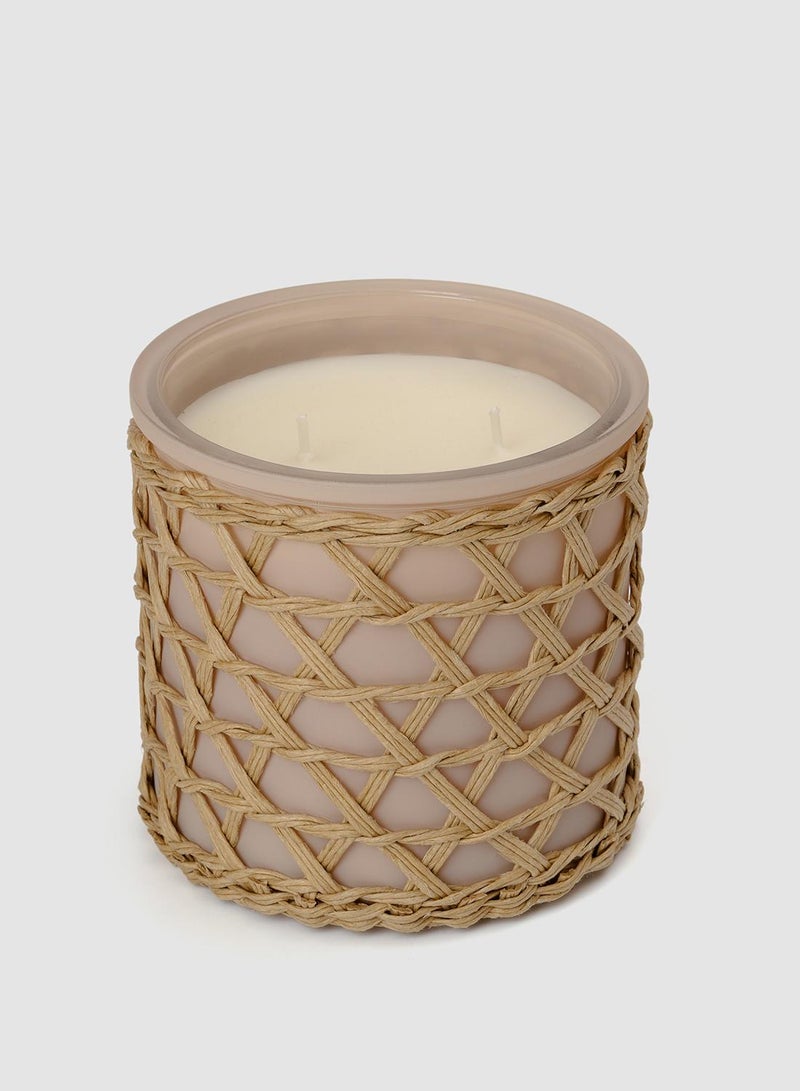 French Connection Woven Detail Stone Bergamot & Jasmine Candle 425G - Image 3