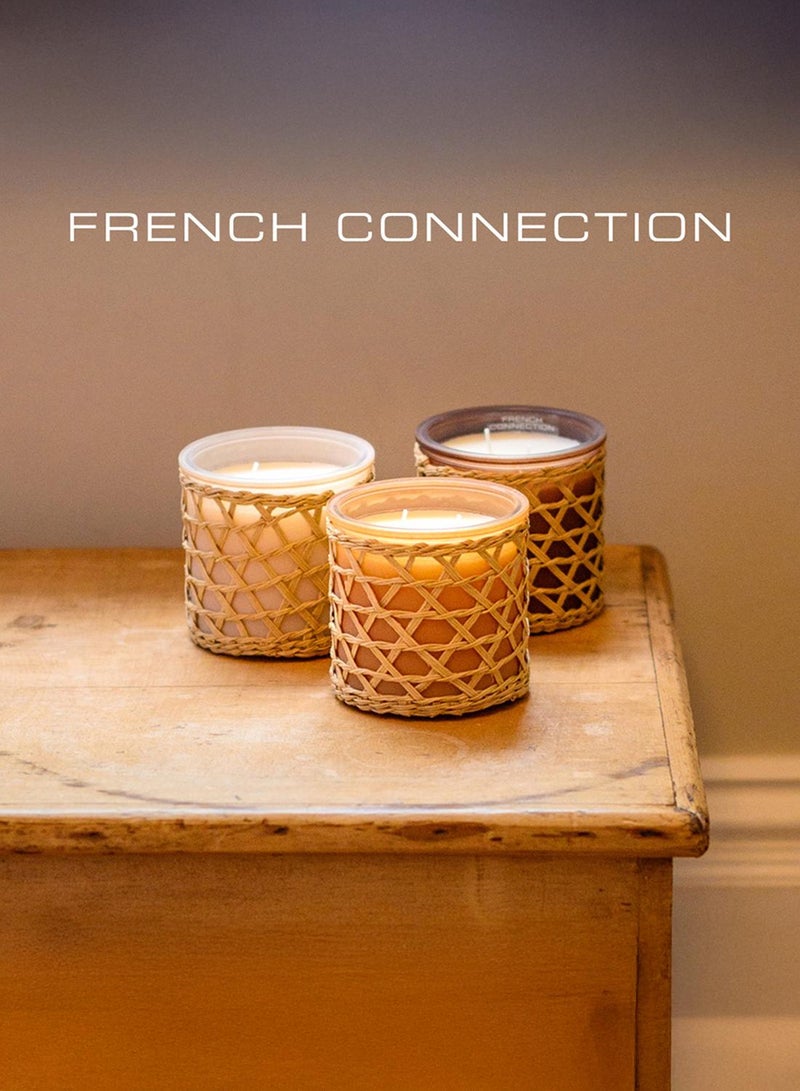 French Connection Woven Detail Stone Bergamot & Jasmine Candle 425G - Image 1