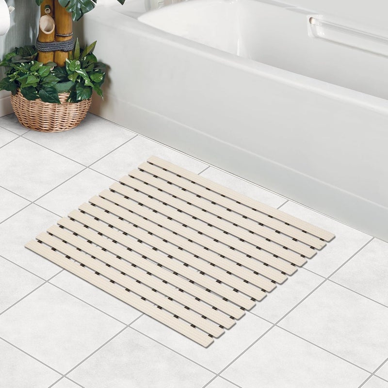 F fabsouk Modern Bath Mat (Almond Beige, PVC, 61 x 45 cm) - Image 1