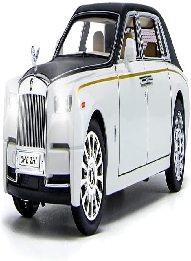KITMEER 1/24 Rolls-Royce Phantom Model Car,Zinc Alloy Pull Back Toy car with Sound and Light for Kids Boy Girl Gift (White) - Image 1