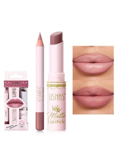 Ushas USHAS Lipstick and Lip Liner Combo Set 2 in 1 Waterproof Lipstick for Women Lip liner Set Long Lasting Lipstick Matte Lipstick Pen with Lip Liner Set Makeup Kits S9 Pack of 1 