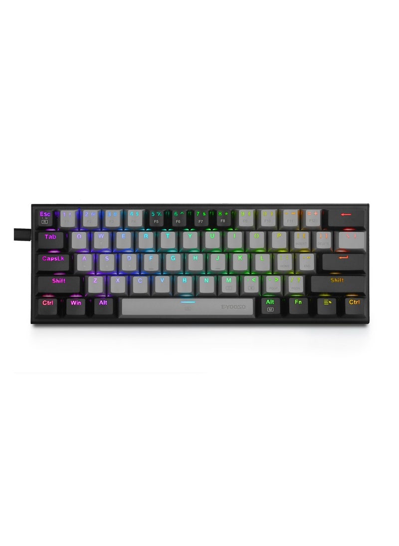 E-YOOSO Z-11 RGB Backlit Wired Mechanical Gaming Keyboard, Red Switches, Compact 61 Key Keyboard for Windows Mac OS Gray Black  - Image 1