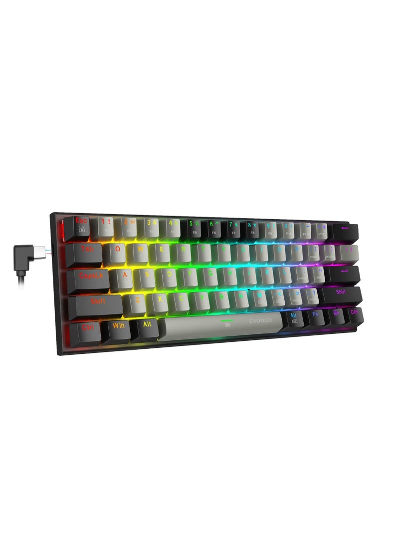 E-YOOSO Z-11 RGB Backlit Wired Mechanical Gaming Keyboard, Red Switches, Compact 61 Key Keyboard for Windows Mac OS Gray Black  - Image 2