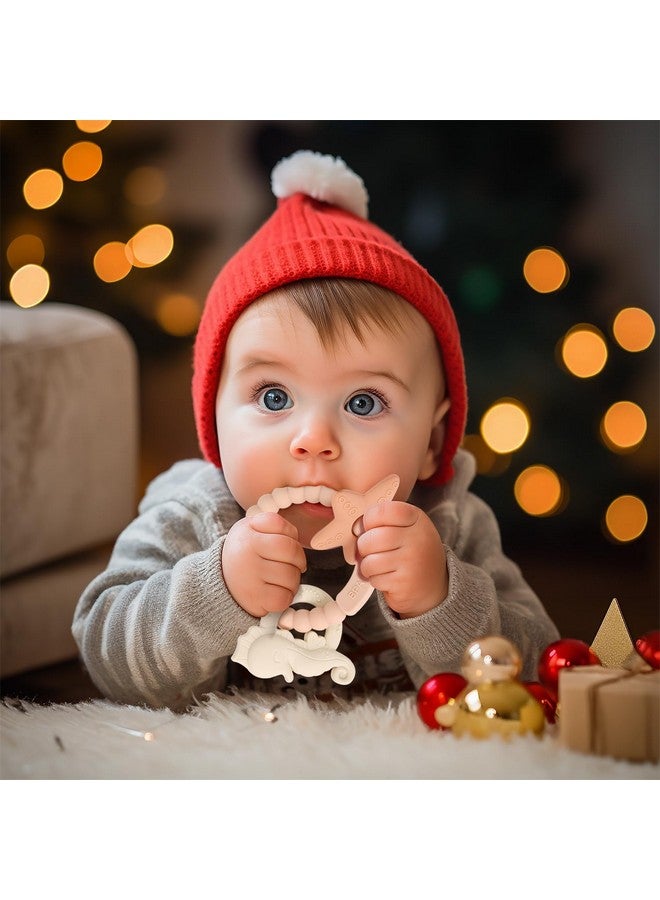 Eoopoon Silicone Teething Ring Toy, Baby Teether Toys with Rattles, BPA Free Sensory Chew Toys for Babies 3-6-12 Months to Soothe Sore Gums, Great Shower, Christmas Gift(Blush) - Image 2