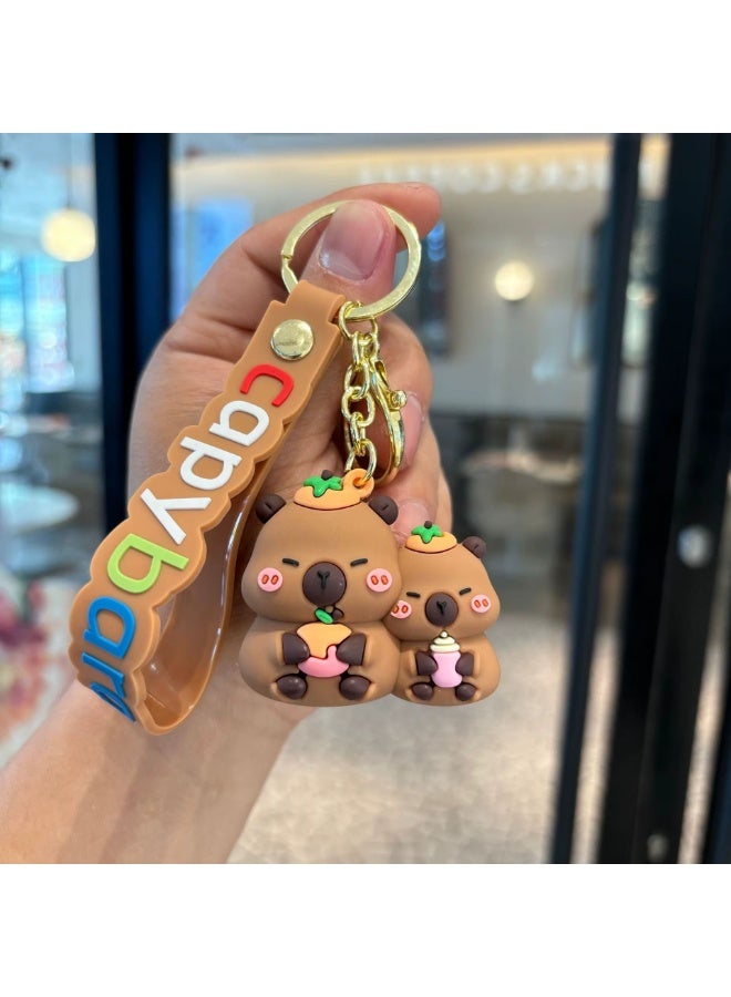 دببة "كاواي" (Kawaii) بتصميم طيور الحب - تعليقة حقيبة مع حزام للمعصم - Image 1