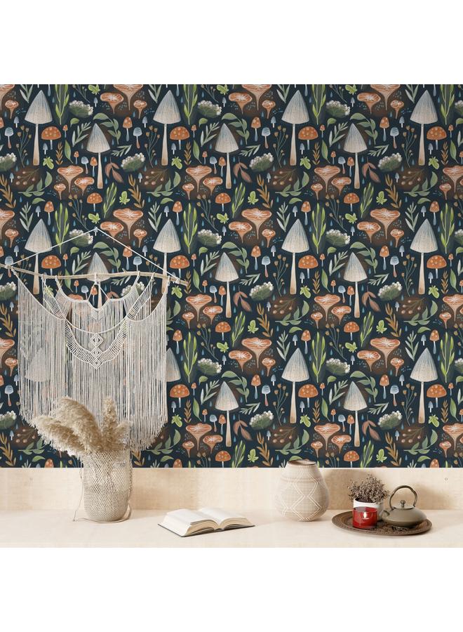 Bluejw Watercolor Magic Forest Mushroom Self-adhesive Wallpaper Colorful Hand-painted Plant Decoration Transformation Wallpaper Waterproof Mildew-proof Anti-fouling - Image 2