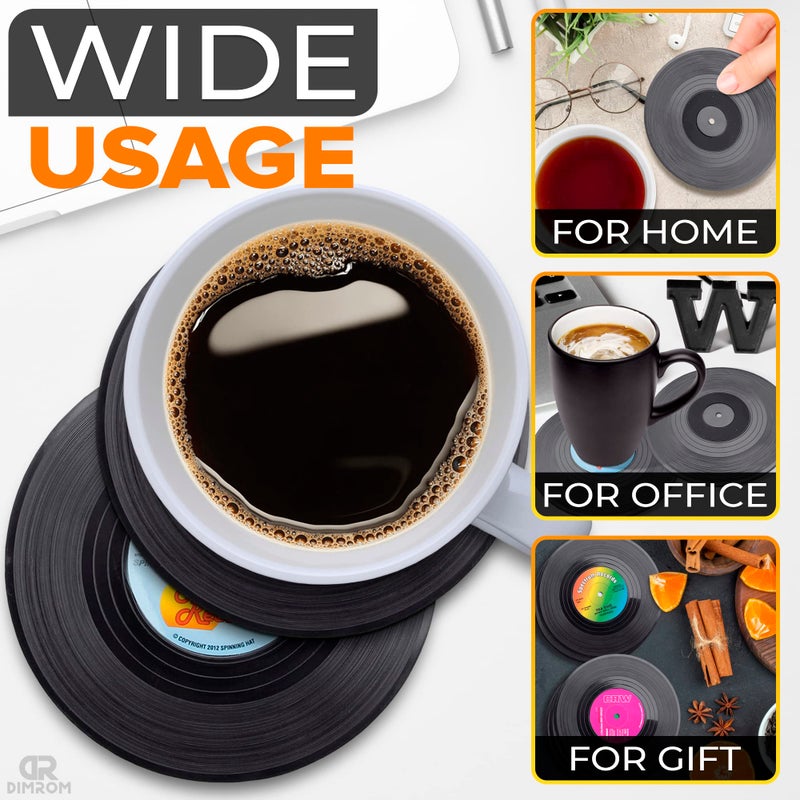 DIMROM Vinyl Coasters for Drinks - Vinyl Record Coasters for Drinks Mini Vinyl Records Coasters Set of 6 for Home Bar Gifts Record Player Coasters for Desk - Music Coasters for Vinyl Record Decor Retro Gift - Image 4