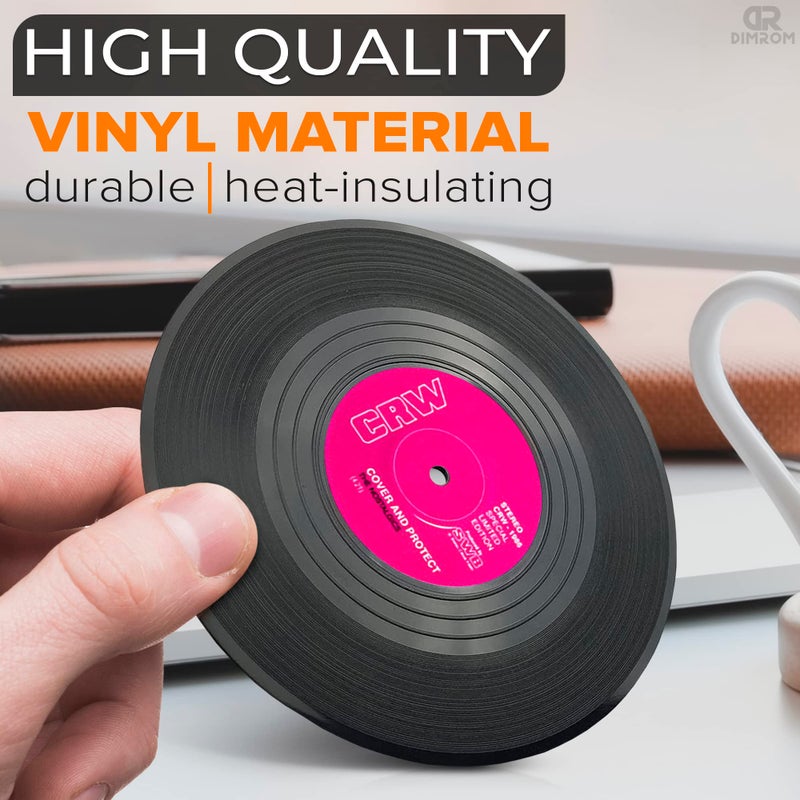 DIMROM Vinyl Coasters for Drinks - Vinyl Record Coasters for Drinks Mini Vinyl Records Coasters Set of 6 for Home Bar Gifts Record Player Coasters for Desk - Music Coasters for Vinyl Record Decor Retro Gift - Image 3