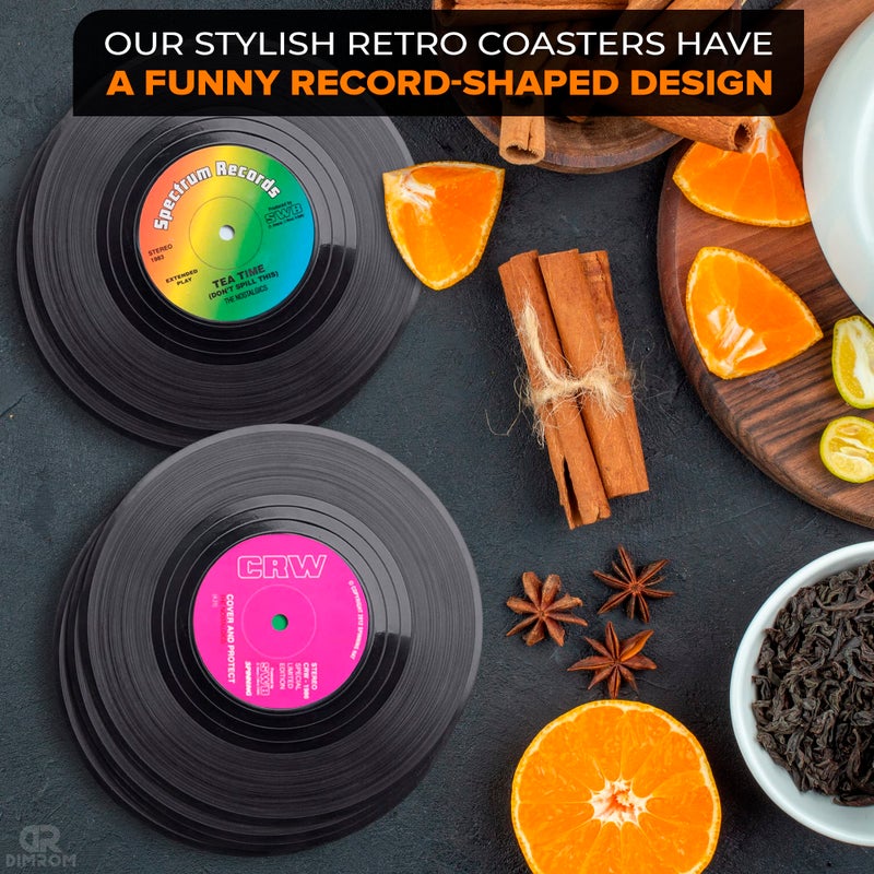 DIMROM Vinyl Coasters for Drinks - Vinyl Record Coasters for Drinks Mini Vinyl Records Coasters Set of 6 for Home Bar Gifts Record Player Coasters for Desk - Music Coasters for Vinyl Record Decor Retro Gift - Image 5