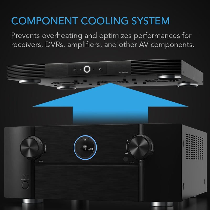 AC Infinity AIRCOM S9, Quiet Cooling Fan System 17" Top-Exhaust for Receivers, Amps, DVR, AV Cabinet Components - Image 2