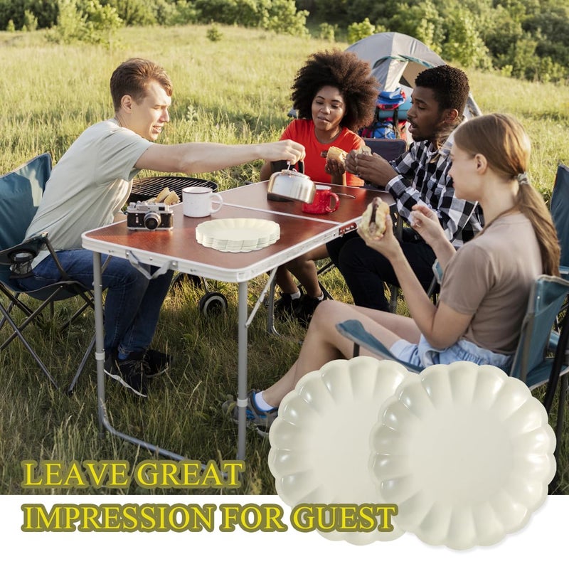 BHHQHH 50Pcs Disposable Scalloped Paper Plates Shell Edge Dinner Paper Plates for Wedding Baby Shower Birthday Party Bridal Party Supplies(9 Inch) - Image 4