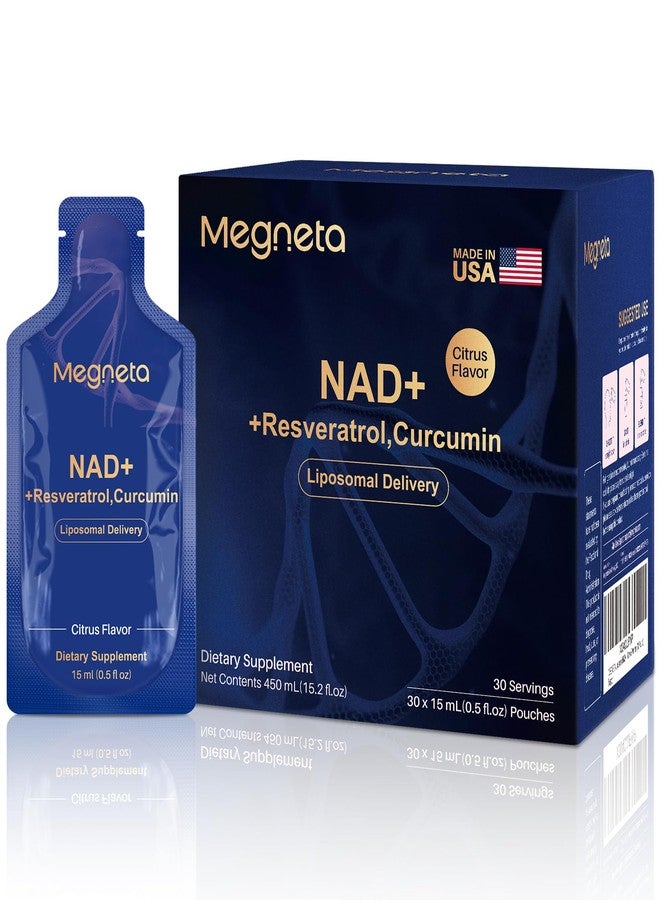 MEGNETA Liposomal NAD+ Supplement with Resveratrol, Anti-Aging, Energy Boost & Cellular Health Support, 15.2 fl. oz NAD Liquid for Men & Women (30 Pouch) - Image 1