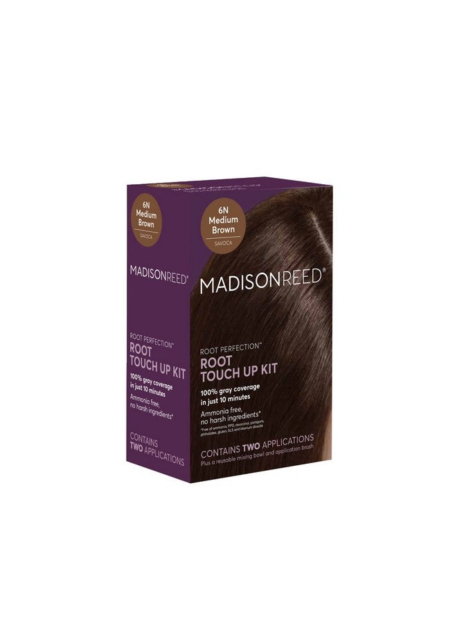 ماديسون ريد صبغة شعر Madison Reed Root Perfection Permanent Root Touch Up، لون بني متوسط 6N Savoca، 10 دقائق لتغطية الجذور الرمادية بنسبة 100%، صبغة شعر خالية من الأمونيا، تطبيقان - Image 1