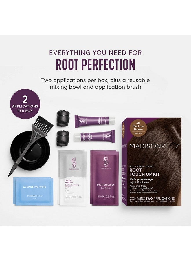 ماديسون ريد صبغة شعر Madison Reed Root Perfection Permanent Root Touch Up، لون بني متوسط 6N Savoca، 10 دقائق لتغطية الجذور الرمادية بنسبة 100%، صبغة شعر خالية من الأمونيا، تطبيقان - Image 2