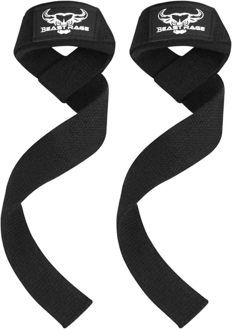 BEAST RAGE Weight Lifting Straps Fitness Padded Cotton Wrist Support Gel Advanced Grips Dumbbell Bar Wraps Heavy Duty Gym Bodybuilding Straps Power Deadlift Barbells Non Slip Exercise - Image 1