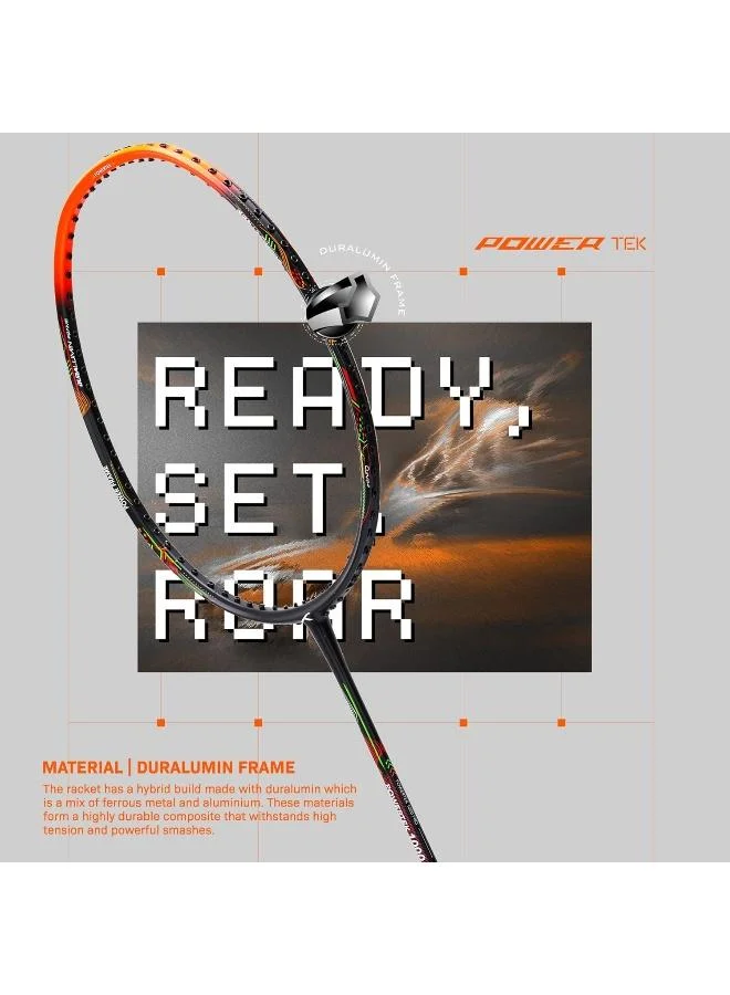 هندرد مضرب تنس الريشة باور تيك  برو جرافيت مشدود مع غطاء كامل للاعبين المتوسطين