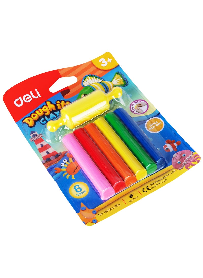 Deli دلي ED75011-CN بلاستيسين 6 ألوان، الوزن الصافي 60 جرام - مثالي للعب الإبداعي - Image 3