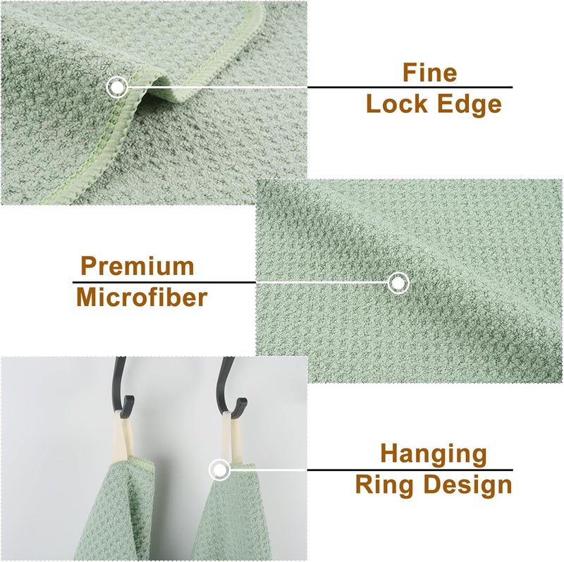 VIVOTE Microfibre Tea Towels for Kitchen, Super Soft Absorbent Quick-Dry Microfibre Towel, 50x70cm Extra Large Reusable Cleaning Cloth, Sage Green Kitchen Towels, 2 Pieces - Image 4