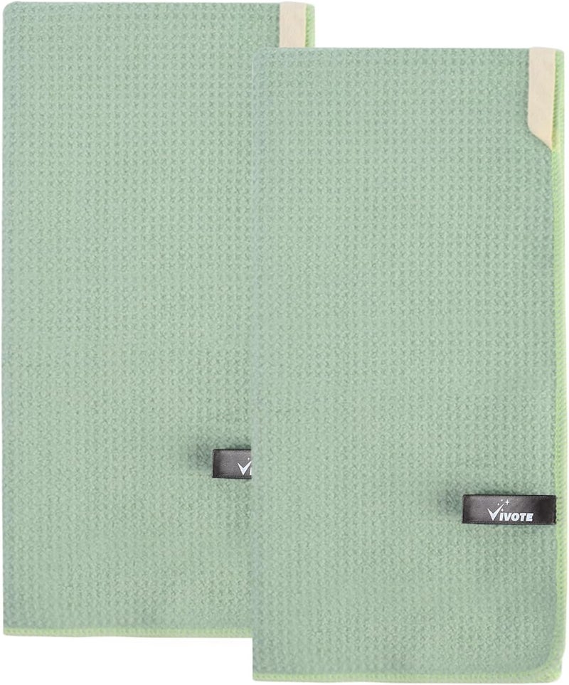 VIVOTE Microfibre Tea Towels for Kitchen, Super Soft Absorbent Quick-Dry Microfibre Towel, 50x70cm Extra Large Reusable Cleaning Cloth, Sage Green Kitchen Towels, 2 Pieces - Image 1