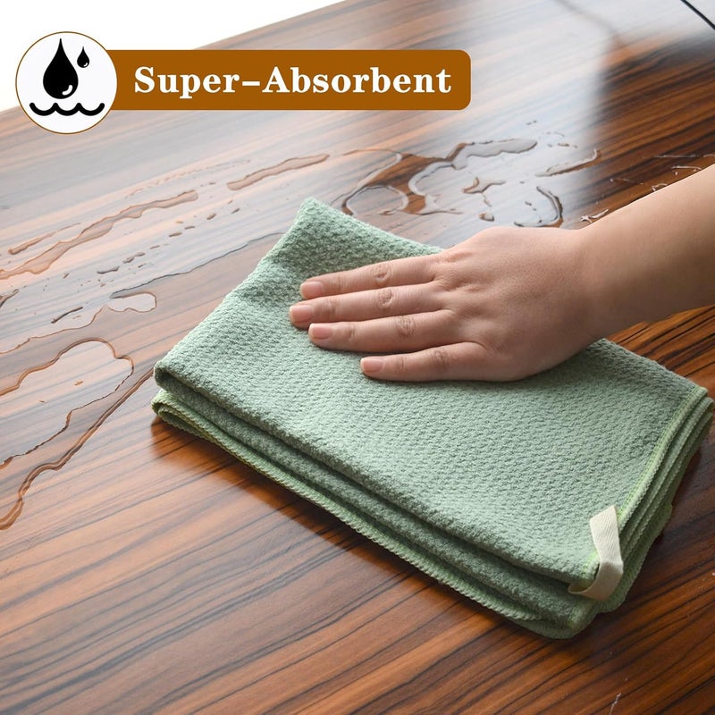 VIVOTE Microfibre Tea Towels for Kitchen, Super Soft Absorbent Quick-Dry Microfibre Towel, 50x70cm Extra Large Reusable Cleaning Cloth, Sage Green Kitchen Towels, 2 Pieces - Image 5