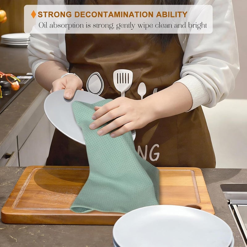 VIVOTE Microfibre Tea Towels for Kitchen, Super Soft Absorbent Quick-Dry Microfibre Towel, 50x70cm Extra Large Reusable Cleaning Cloth, Sage Green Kitchen Towels, 2 Pieces - Image 3