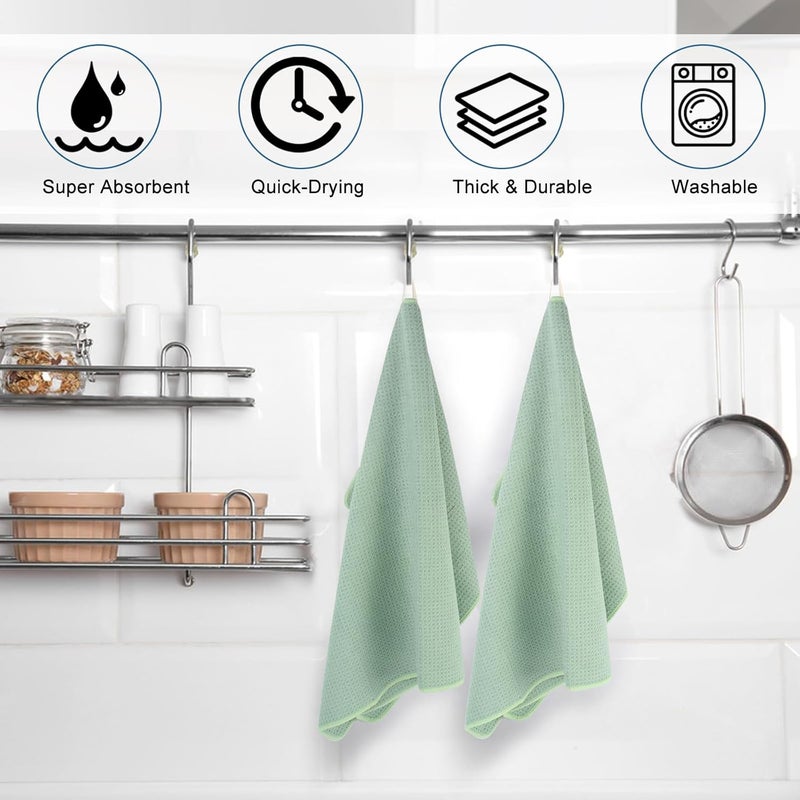 VIVOTE Microfibre Tea Towels for Kitchen, Super Soft Absorbent Quick-Dry Microfibre Towel, 50x70cm Extra Large Reusable Cleaning Cloth, Sage Green Kitchen Towels, 2 Pieces - Image 2