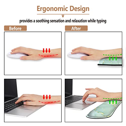 ARTSO Keyboard Wrist Rest and Mouse Pad with Wrist Support Set Ergonomic Coaster, Memory Foam Mousepad Non-Slip Rubber Base Durable Comfortable for Easy Typing Pain Relief, Grey Marble - Image 3