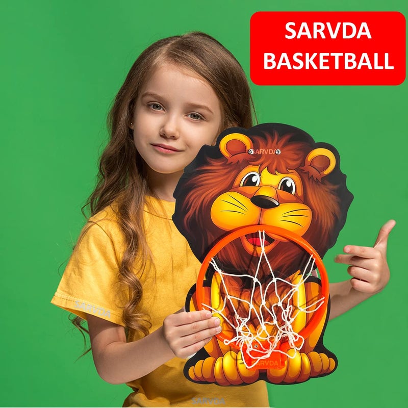 Sarvda Lion Theme Basketball For Kids Game Play Set With Adjustable Wall Mounted Hanging Board & Hoop, Intellectual Games For Kids, Basketball Net For Home, Indoor & Outdoor, Multicolor - Image 5