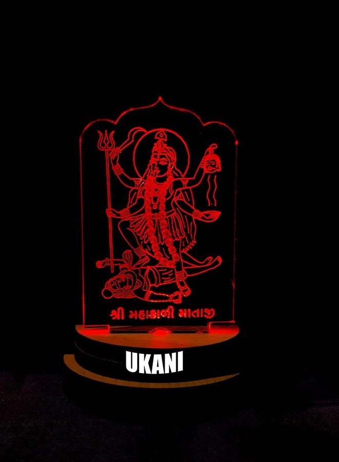 UKANI 3D MAHAKALI MAA Design USB Connected Night Lamp for Car/Office/Desktop/Gift/for Bedroom Hall Table Top 7 Color Change Light Size 3 Inch - Image 1
