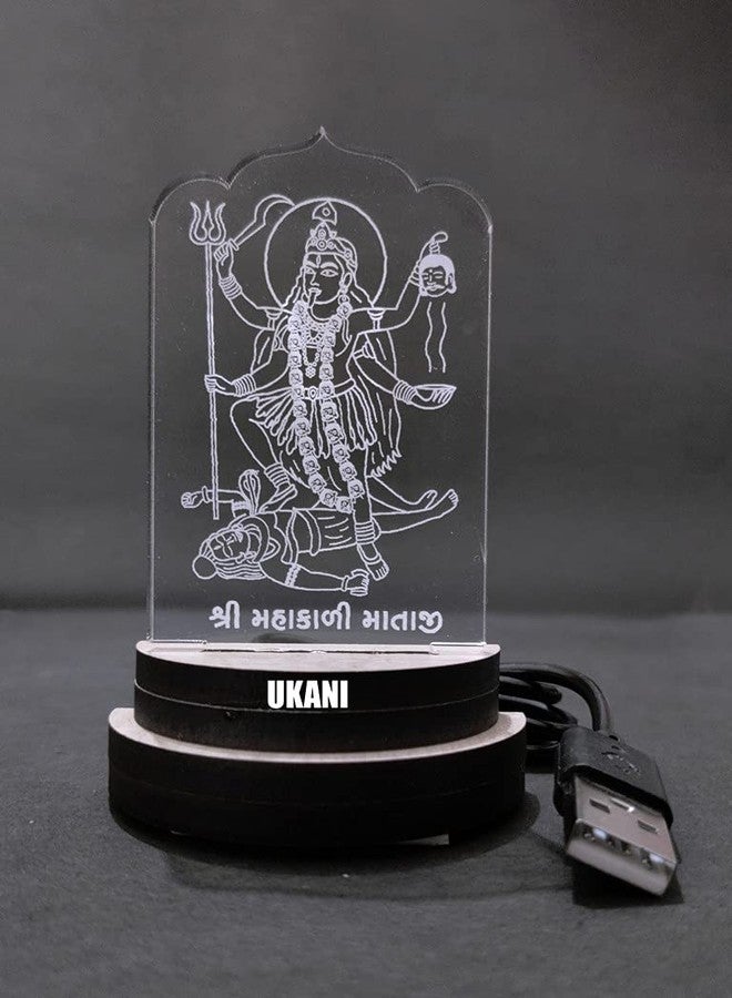 UKANI 3D MAHAKALI MAA Design USB Connected Night Lamp for Car/Office/Desktop/Gift/for Bedroom Hall Table Top 7 Color Change Light Size 3 Inch - Image 2