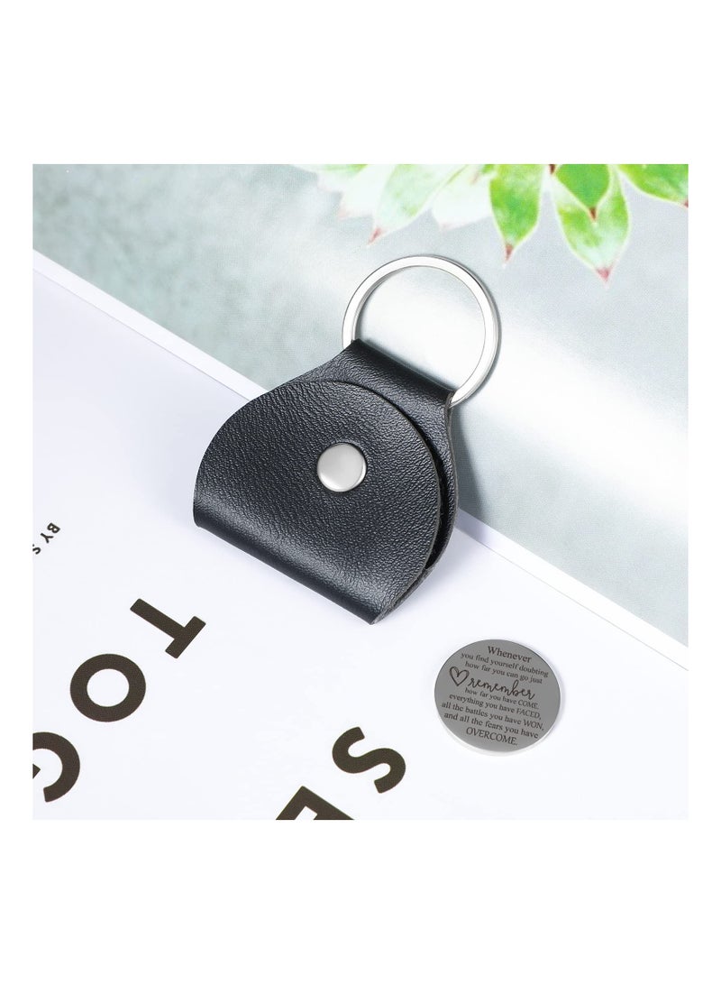 Pocket Hug Token Long Distance Relationship Keepsake Stainless Steel Double Sided Inspirational Gift with PU Leather Keychain - Image 5