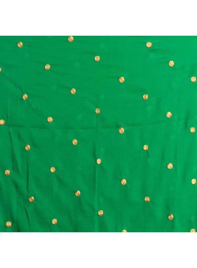 themilestocks Woman's Embroidered Chiffon Dupatta Scarf Shawl Wrap Soft Indian Bridal Wedding - Off White, Green 2, 90 Inches X 32 Inches || 228 cm X 81cm - Image 4