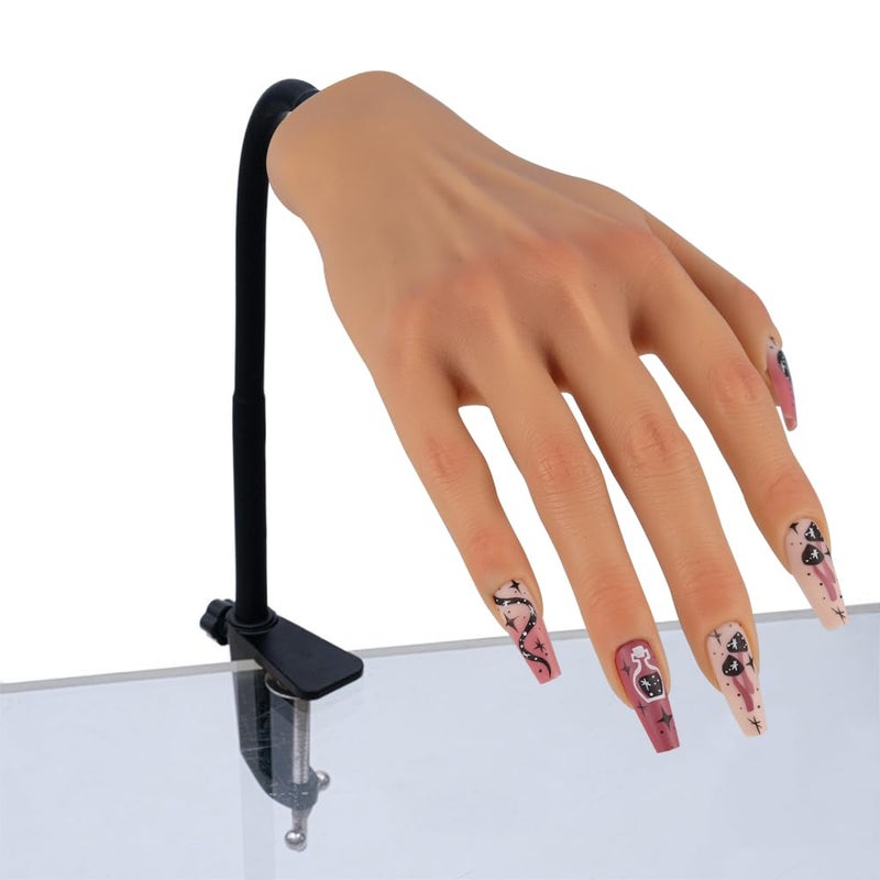 Silicone Practice Hand for Acrylic Nails Mannequin Hands for Nails Practice with Adjustable Bracket Life Size Fake Hand for DIY NailsNail Art BeginnersNail Salon Artists