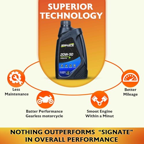 Signate 20W50 Street Race Bike Engine Oil 1L, High Performance Engine Oil for Motor Cycle, Maximum Gear Protection & Efficient Performance Bike Oil, 1L - Image 4